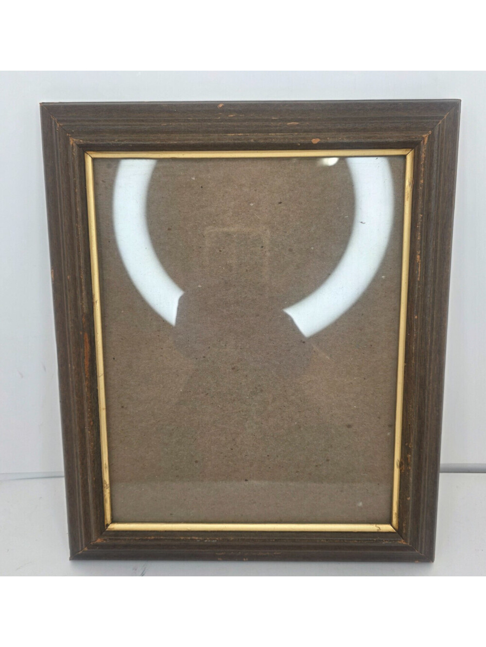 Vintage Wooden Photo 8 x 10 Frame Dark Brown w/ Gold Trim Gilt Border (1)